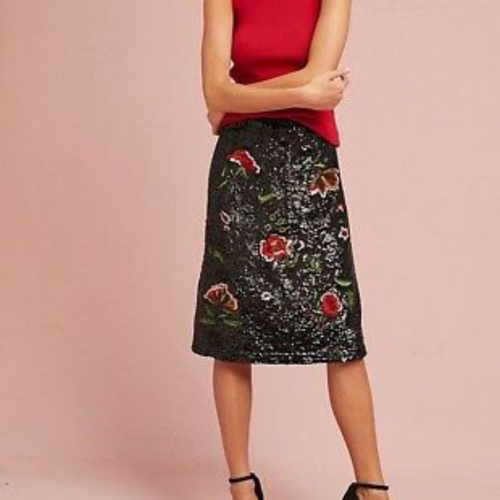 Anthropologie Maeve Garden Glitz Skirt